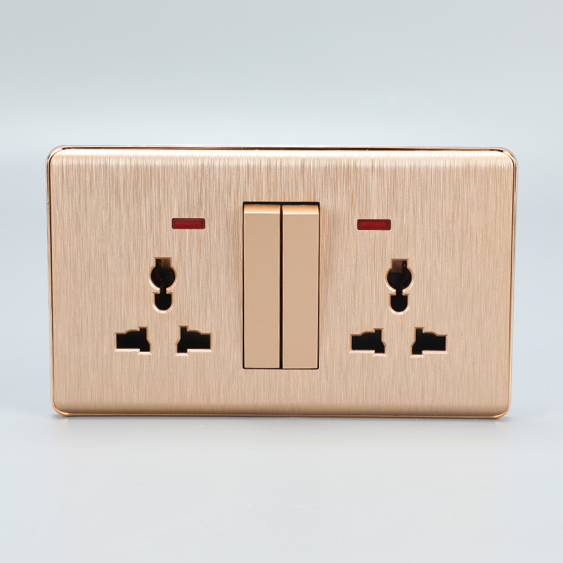 DOUBLE MF SWITCH SOCKET WITH NEON